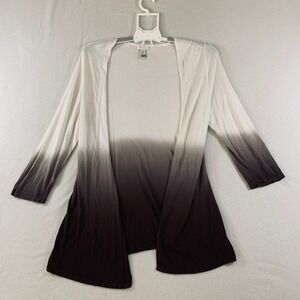 Chico's Women's 3/4 Sleeve Ombre Open Cardigan Sweater Cream Brown Size 2 L/12